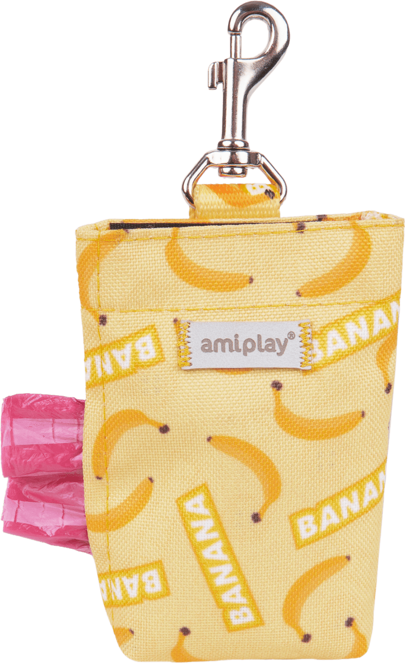 Pouzdro na sáčky na psí exkrementy Amiplay BeHappy Banana 6 × 2 × 11 cm