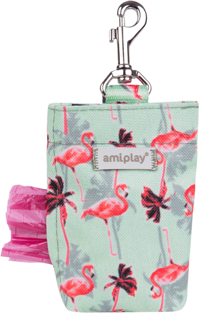 Pouzdro na sáčky na psí exkrementy Amiplay BeHappy Flamingo 6 × 2 × 11 cm