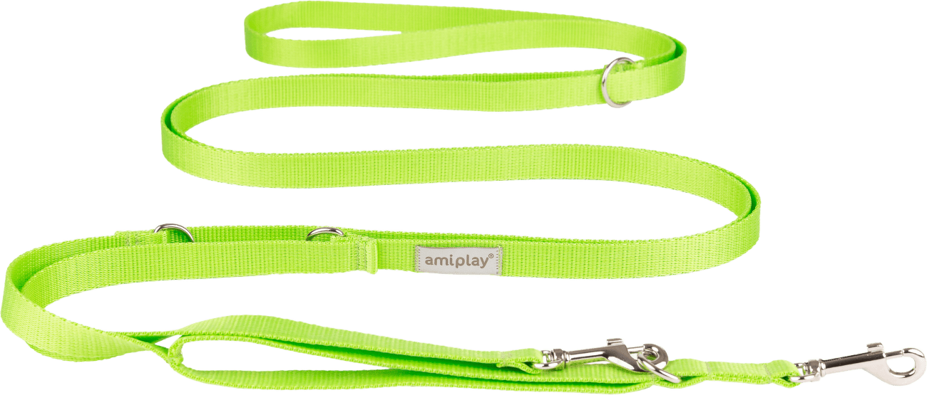Vodítko pro psy Amiplay Samba 8v1 nastavitelné zelené L 200–400 cm × 2,5 cm