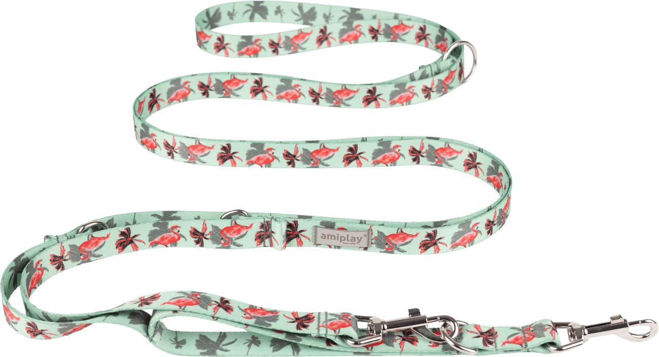 Nastavitelné vodítko Amiplay BeHappy 8v1 Flamingo M 200–400 cm × 2 cm