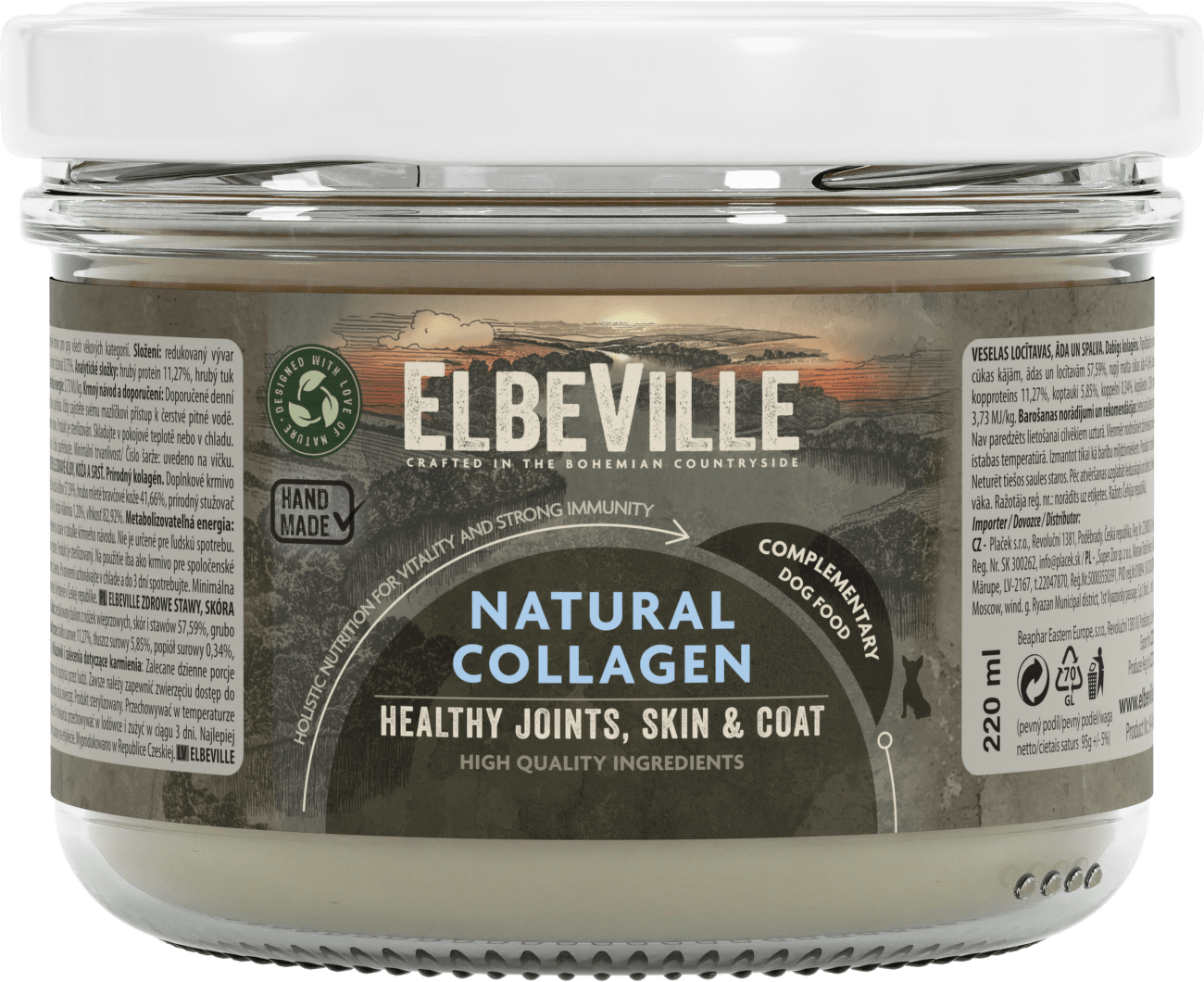 Elbeville dog krmivo v skle Healthy Joints, Skin&Coat prírodný kolagén 220 ml