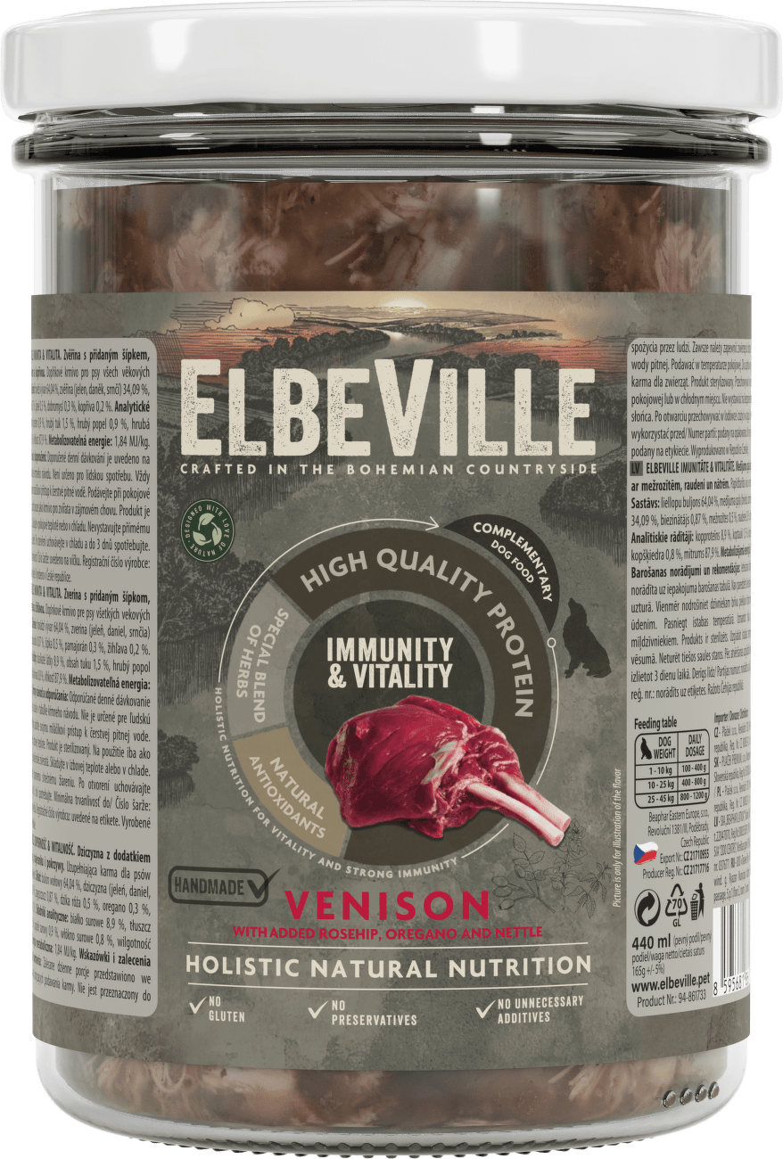 Sklenice Elbeville Imunity & Vitality zvěřina s přidaným šípkem, dobromyslem a kopřivou 440 ml