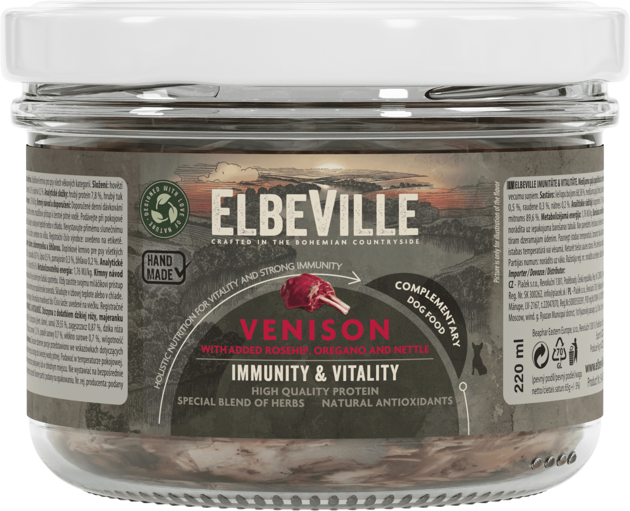 Sklenice Elbeville Imunity & Vitality zvěřina s přidaným šípkem, dobromyslem a kopřivou 220 ml