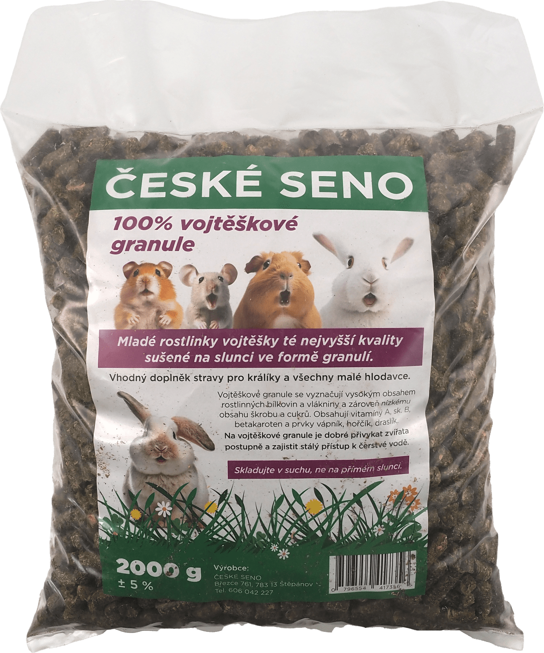 České seno vojtěškové granule 2kg