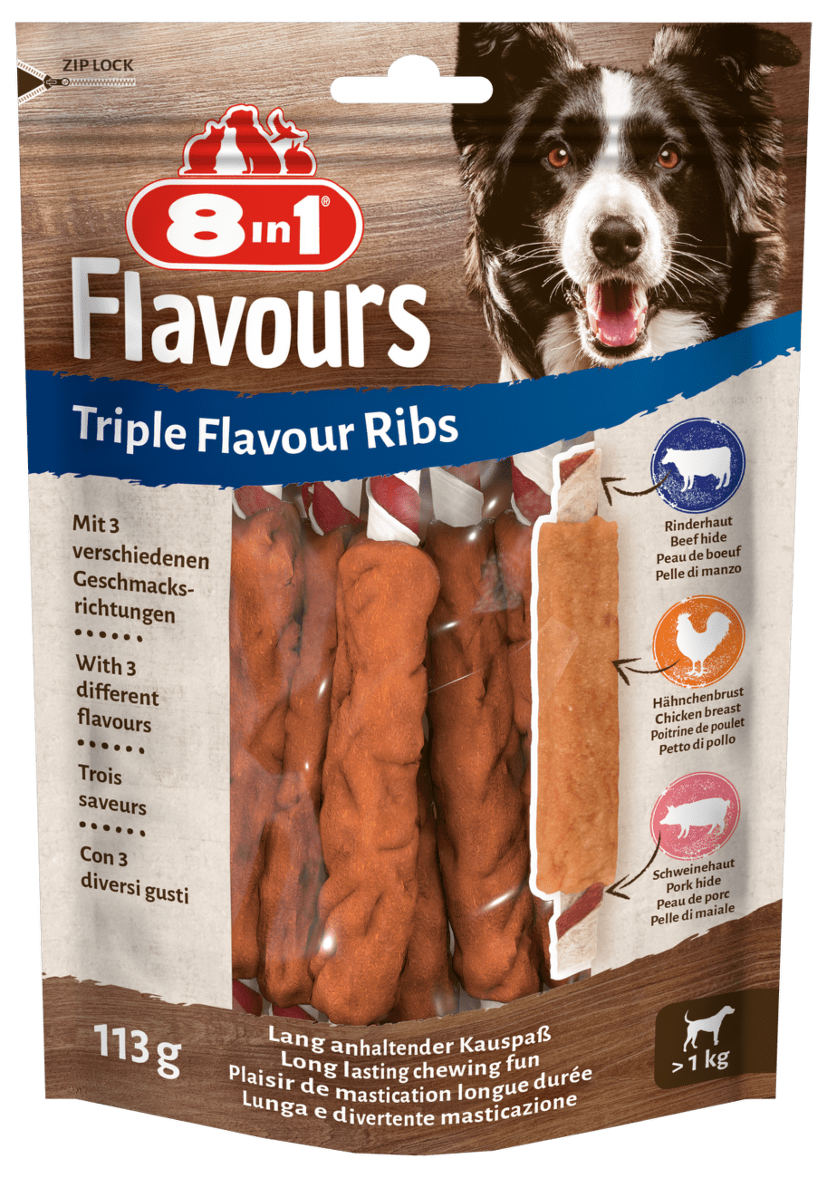 Rebierko žuvacie Triple Flavour 6ks