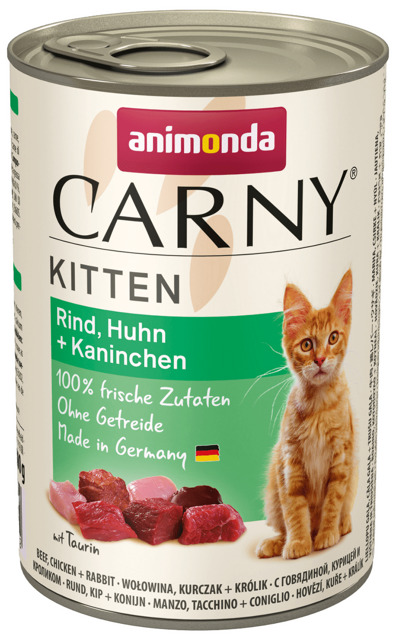 Carny Kitten hovadzie, kura a kralik 400g