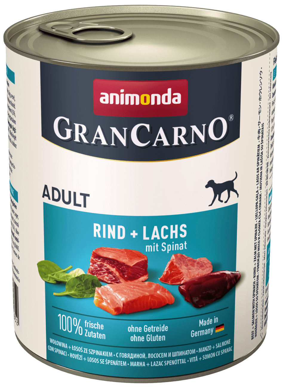 Konzerva Animonda Gran Carno hovězí + losos + špenát 800g