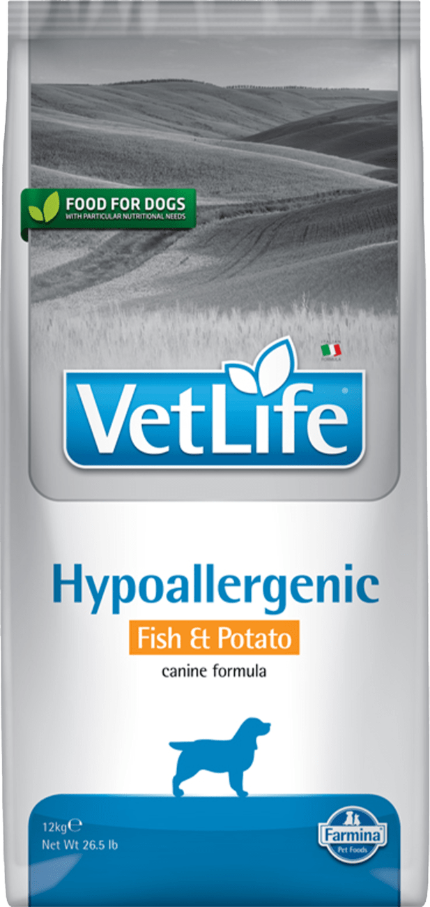 Vetlife dog vet L. Hypoallergenic ryba, zemiaky 12 kg