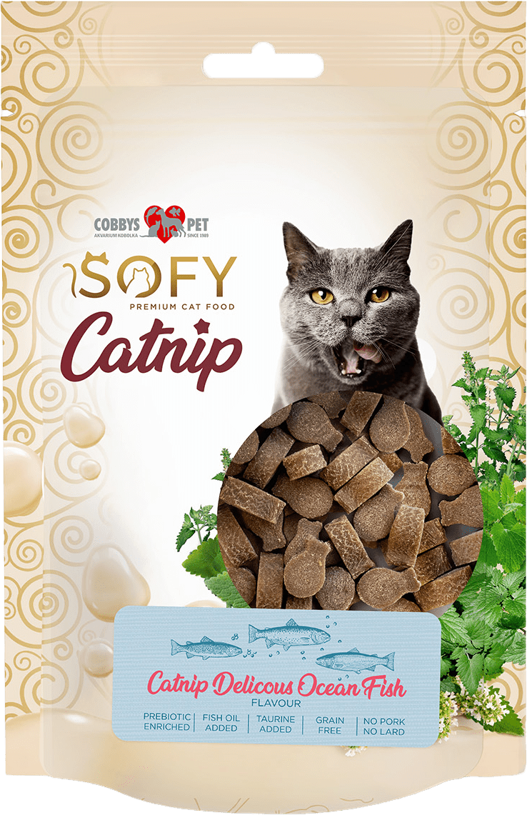 Maškrty Cobbys Pet SOFY Catnip Delicious Ocean Fish 50 g