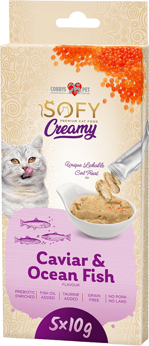 Mäsový krém pre mačkyCobbys Pet SOFY Creamy Caviar & Ocean Fish 5×10 g