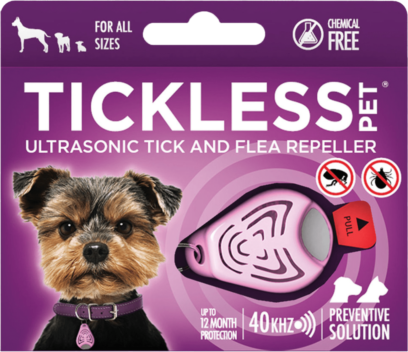 Tickless Pet - Ultrazvukový odpudzovač kliešťov a bĺch pre psov, ružový