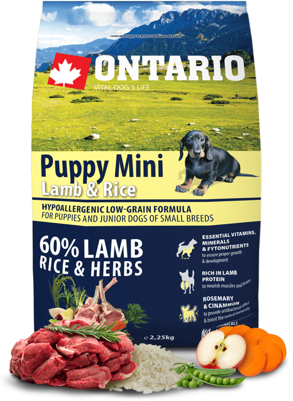 Ontario granuly Puppy Mini jahňa a ryža 2,25 kg