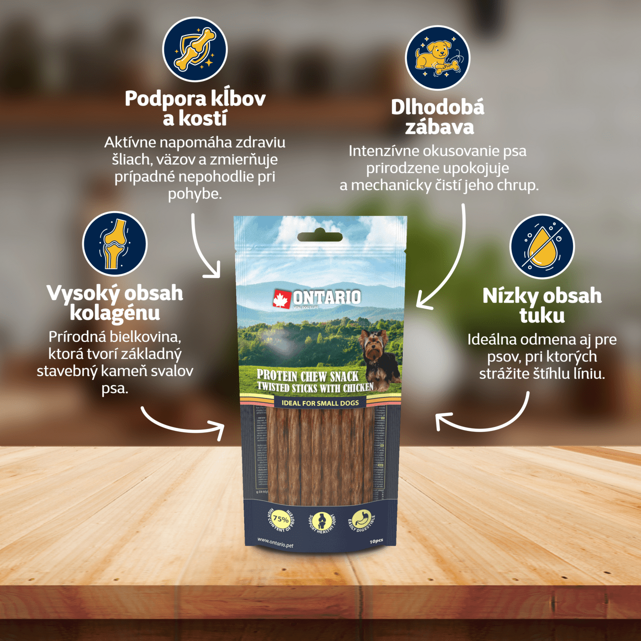 Ontario dog protein snack tyčinky s kuracinou 10ks - 12,7 cm