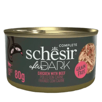 Konservi kaķiem – Schesir After Dark Chicken with Beef in Broth, 80 g