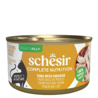 Konservi kaķiem – SCHESIR Complete Nutrition Tuna and Chicken in jelly, 85 g
