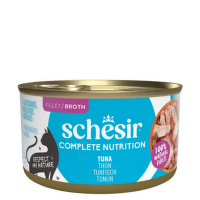 Konservi kaķiem – SCHESIR Complete Nutrition Tuna in broth, 85 g