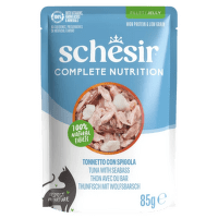 Консервы для кошек – SCHESIR Complete Nutrition Pouch, Tuna and Seabass in jelly, 85 г
