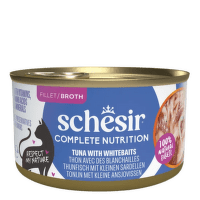 Консервы для кошек – SCHESIR Complete Nutrition Tuna and Whitebaits in broth, 85 г