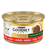 Konservi kaķiem – GOURMET Gold Succulent Delights Beef, 85 g