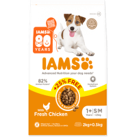 Krmivo IAMS Dog Adult Small & Medium Chicken 2kg + 500g zdarma