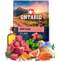 Корм для собак – Ontario Adult Large, Beef and Brown Rice, 2,25 кг