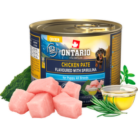 Konzerva Ontario Puppy kuřecí pate s příchutí spiruliny 200g