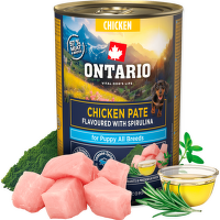 Konservi kucēniem – Ontario Puppy Chicken Pate Flavoured with Spirulina, 400 g