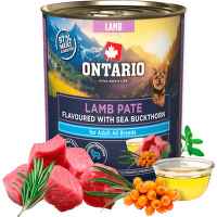 Konzerva Ontario Adult jehněčí pate s příchutí rakytníku 800g