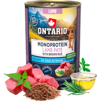 Konzerva Ontario Adult Monoprotein jahňacie pate s hnedou ryžou 400g