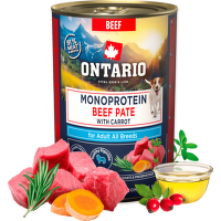 Консервы для собак – Ontario Monoprotein Adult Beef Pate with Carrot, 400 г