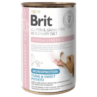 Veterinārie konservi suņiem – Brit Veterinary Diet, Dog Hypoallergenic Monoprotein Tuna, 400 g