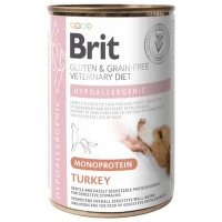 Veterinārie konservi suņiem – Brit Veterinary Diet, Dog Hypoallergenic Monoprotein Turkey, 400 g