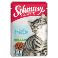 Konservi kaķiem – Schmusy Ragout, mit Thunfisch in jelly, 100 g