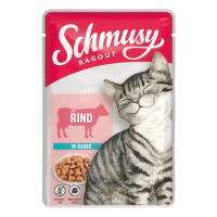 Konservi kaķiem – Schmusy Ragout, Beef in sauce, 100 g