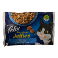 Консервы для кошек – FELIX SENSATIONS Jellies, рыбное ассорти, 4 x 85 г