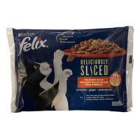 Konservi kaķiem – FELIX deliciously sliced, gaļas izlase, 4x80 g