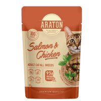 Konservi kaķiem – Araton Adult Cats, Salmon and Chicken, 85 g