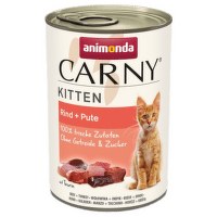Konservi kaķēniem – Carny Kitten Beef and Turkey, 400 g