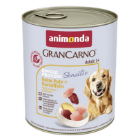 Konservi suņiem – GranCarno Adult Single Protein Sensitive Pure Turkey and Potatoes, 800 g