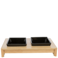 Paliktnis ar bļodām – TRIXIE Bowl Set, Ceramic/Wood, 28 x 15 x 5 cm