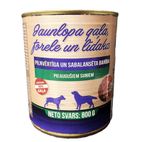 Konservi suņiem – Bio Raw Pet Food – Jaunlopa gaļa ar Foreli un līdaku 800 g