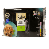 Konservi kaķiem – Sheba Fine Flakes in Jelly 4-pack, mix izlase, 340 g