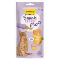 Gardums kaķiem – GimCat SNACK CREAM+ (STERILISED), Chicken and Carrot, 6 x 15 g