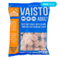 Saldēta suņu barība – MUSH Vaisto Blue, liellops/tītars/lasis, 800 g