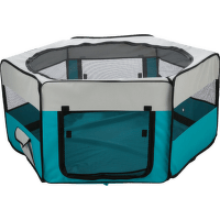 Voljērs dzīvniekiem – Trixie, Puppy run, polyester, turquoise/light grey, ø 150 × 65 cm