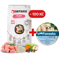 Ontario Kitten Chicken 6,5 kg + obojek Foresto pro kočky se slevou 100 Kč