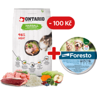 Ontario Cat Hairball 6,5 kg + obojek Foresto pro kočky se slevou 100 Kč