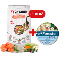 Ontario Cat Sterilised Salmon 6,5 kg + obojek Foresto pro kočky se slevou 100 Kč