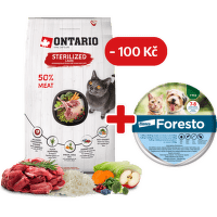 Ontario Cat Sterilised Lamb 6,5 kg + obojek Foresto pro kočky se slevou 100 Kč