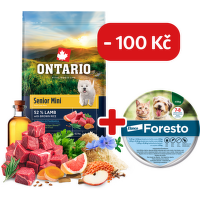 Ontario Senior Mini Lamb & Brown Rice 6,5kg + obojek Foresto pro malé psy se slevou 100 Kč
